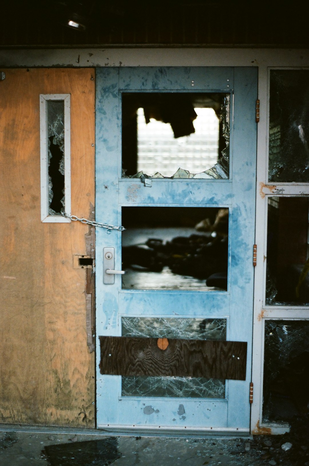 blue and brown wooden doors