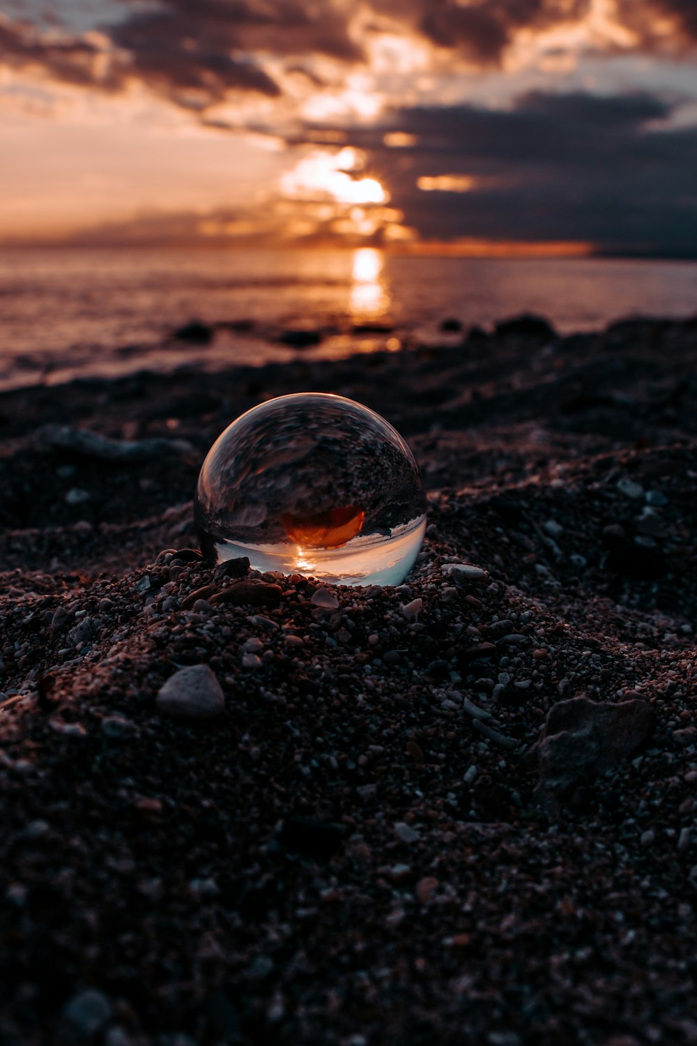 bubble on black sand