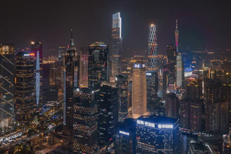 skyscraper building during nighttime