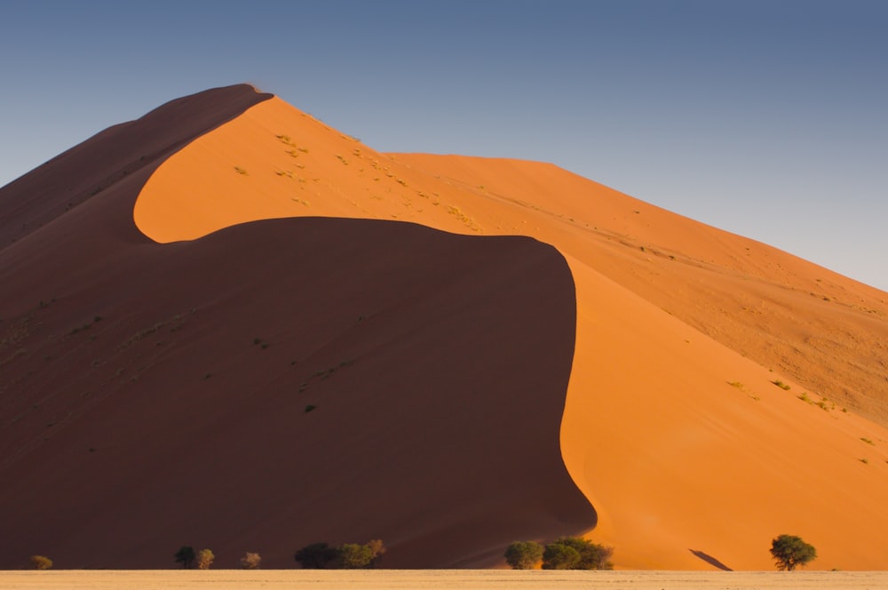 青空の下の茶色の砂漠