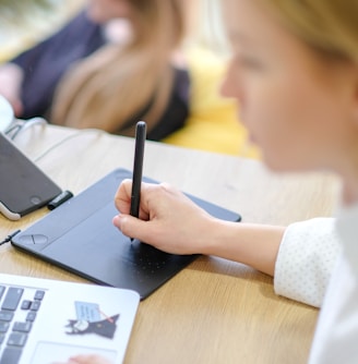 person using Macbook