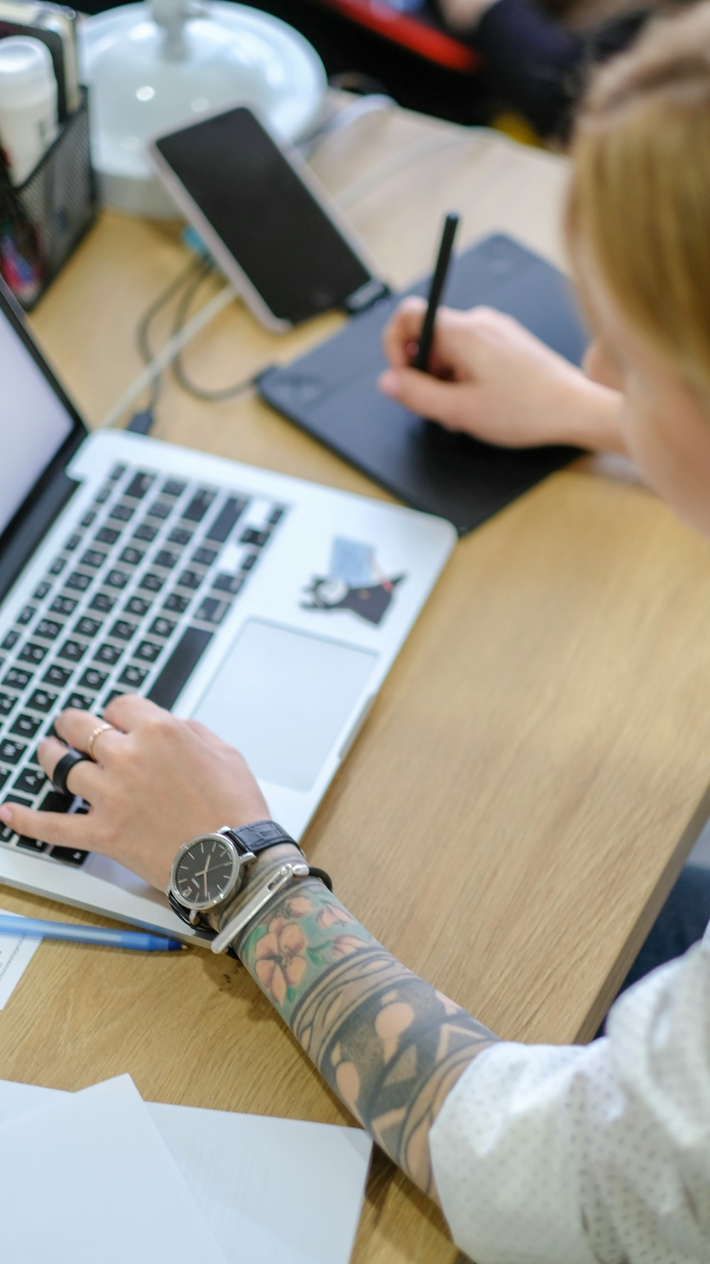 person using MacBook