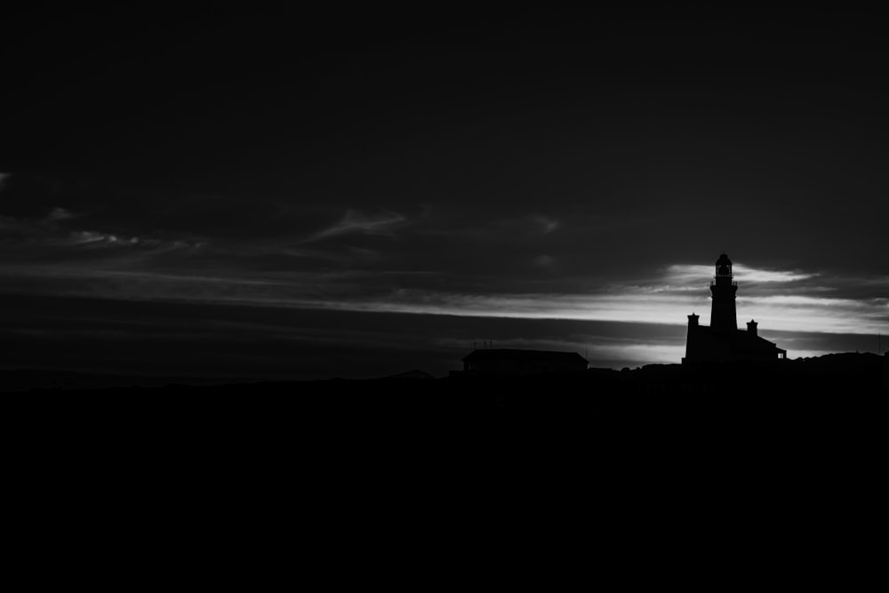 silhouette of tower building