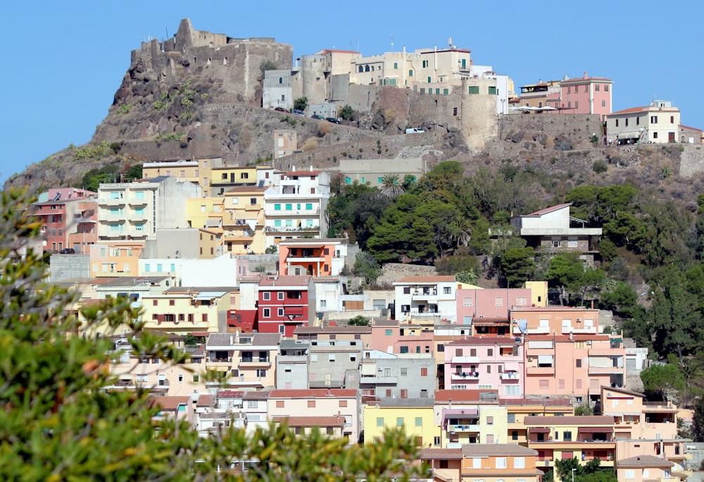 white and multicolored houses on mountain