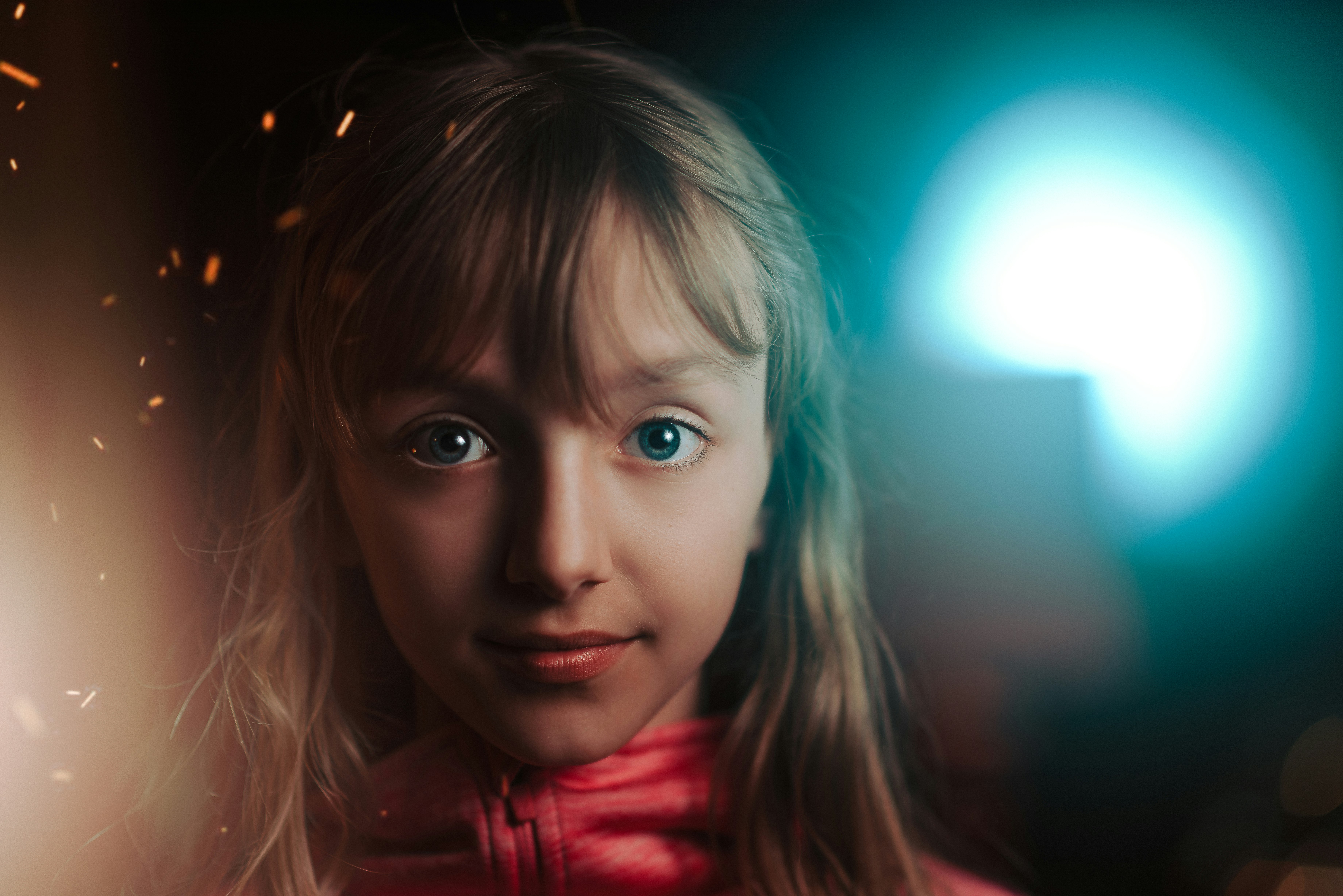 girl wearing red leather jacket