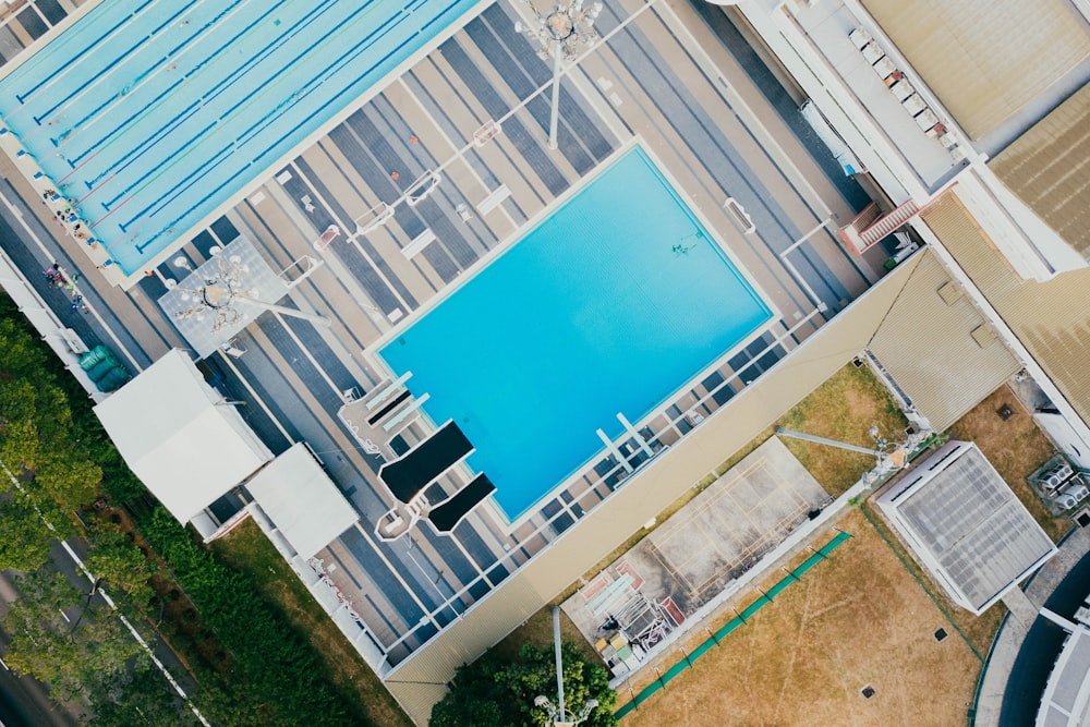 empty pool in aerial photography