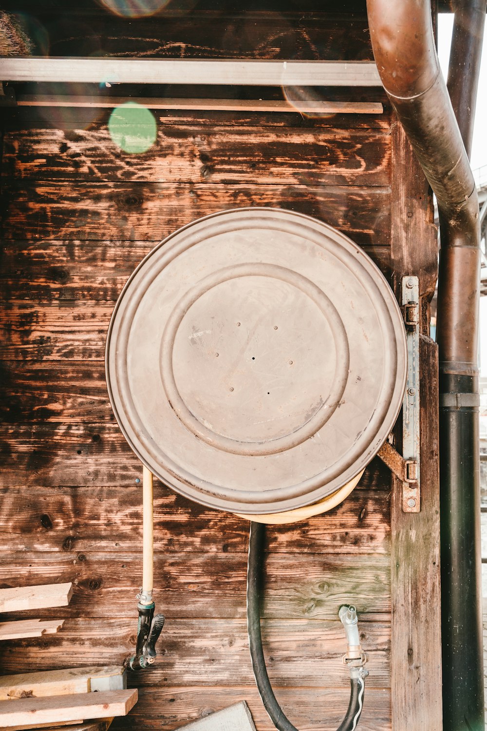 round grey metal decor