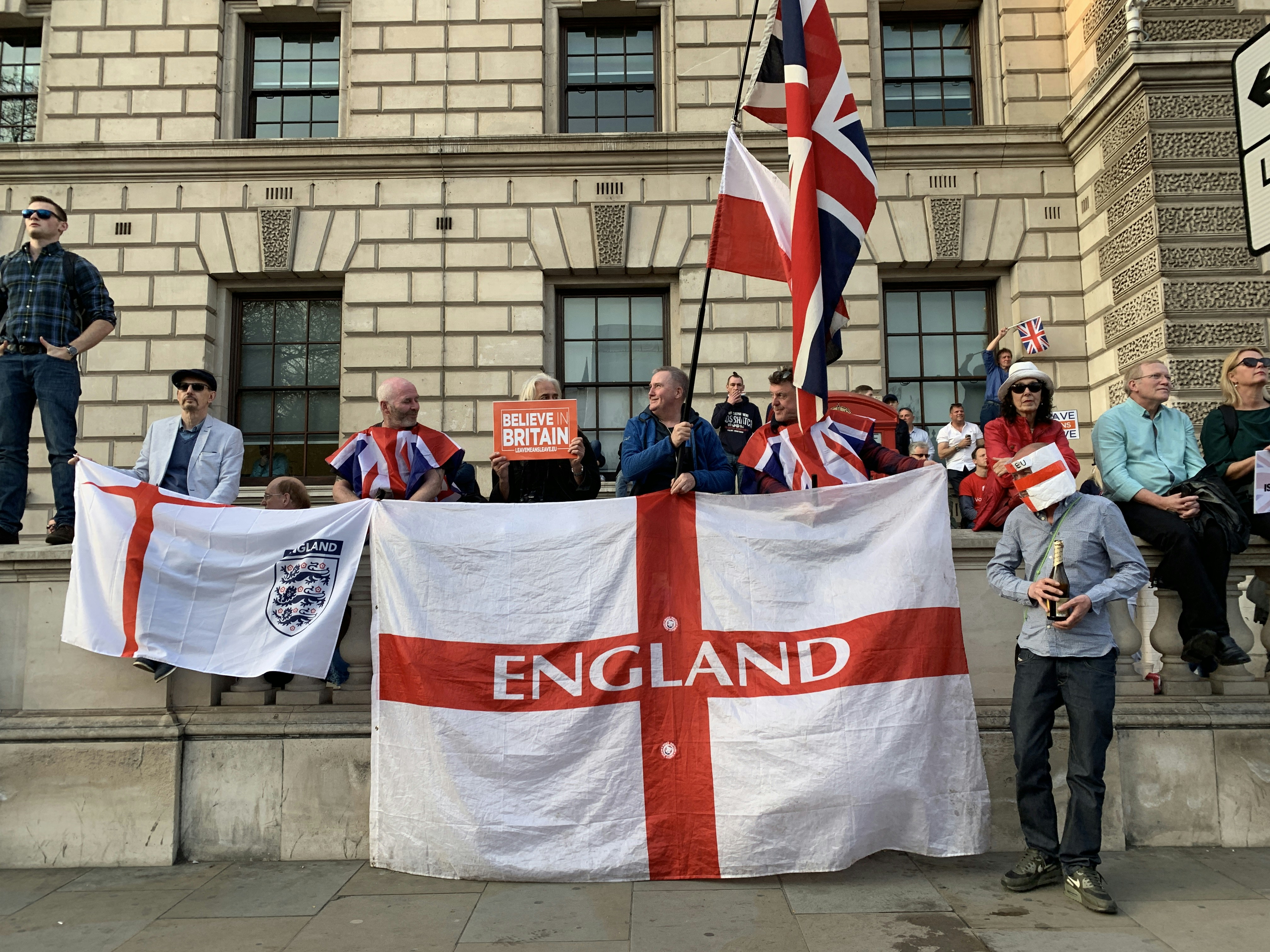 UKIP supporters rally in Parliament Square on the afternoon of 29 March, the day the UK was meant to leave the EU.