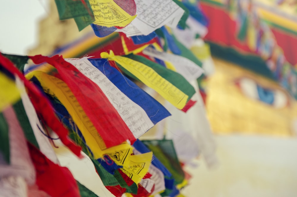 assorted-color pennant flags