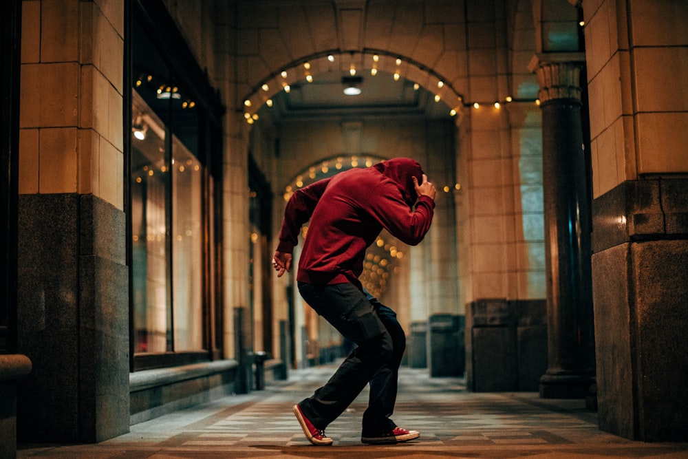 man standing inside the building