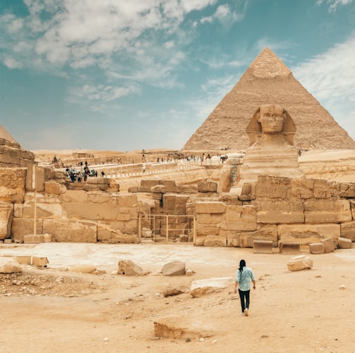 person walking near The Great Sphinx