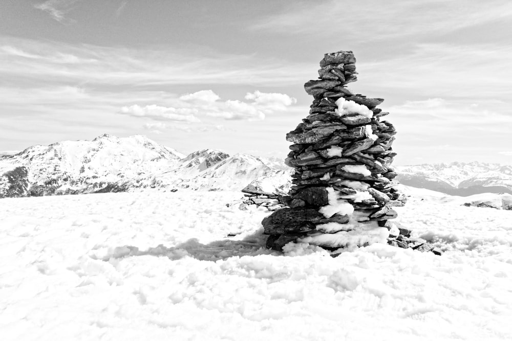 pile of rocks during winter season