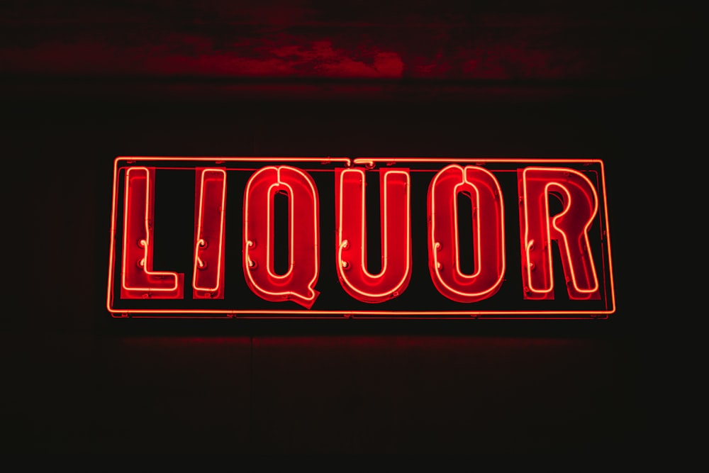 red liquor neon signage