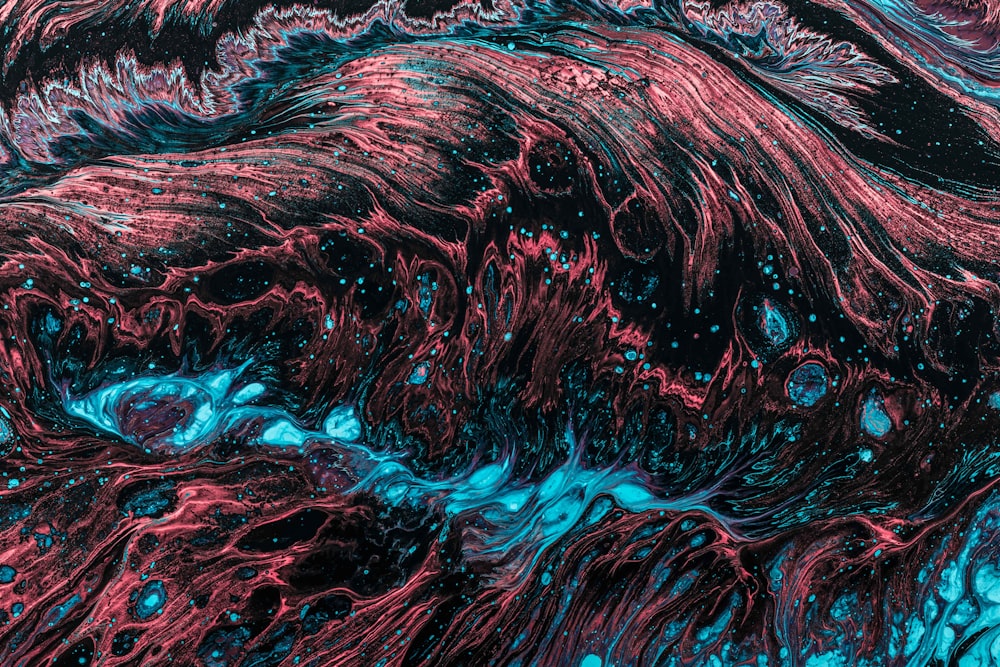 red and blue fluid abstract painting