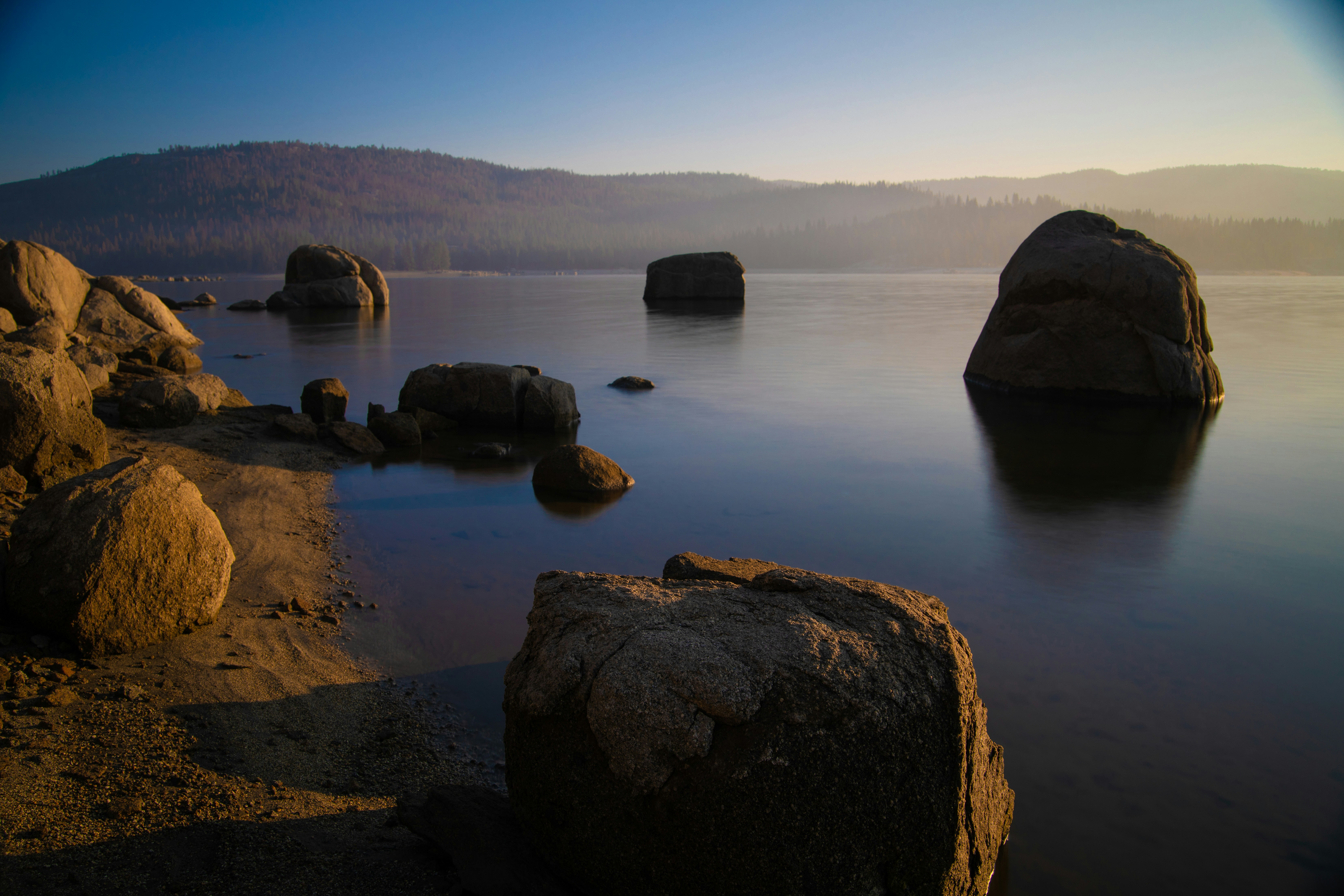 brown rocks in beach, 