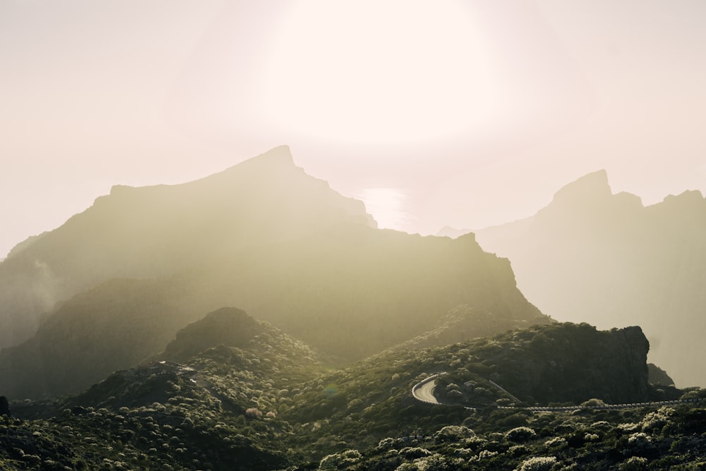 mountain with fog