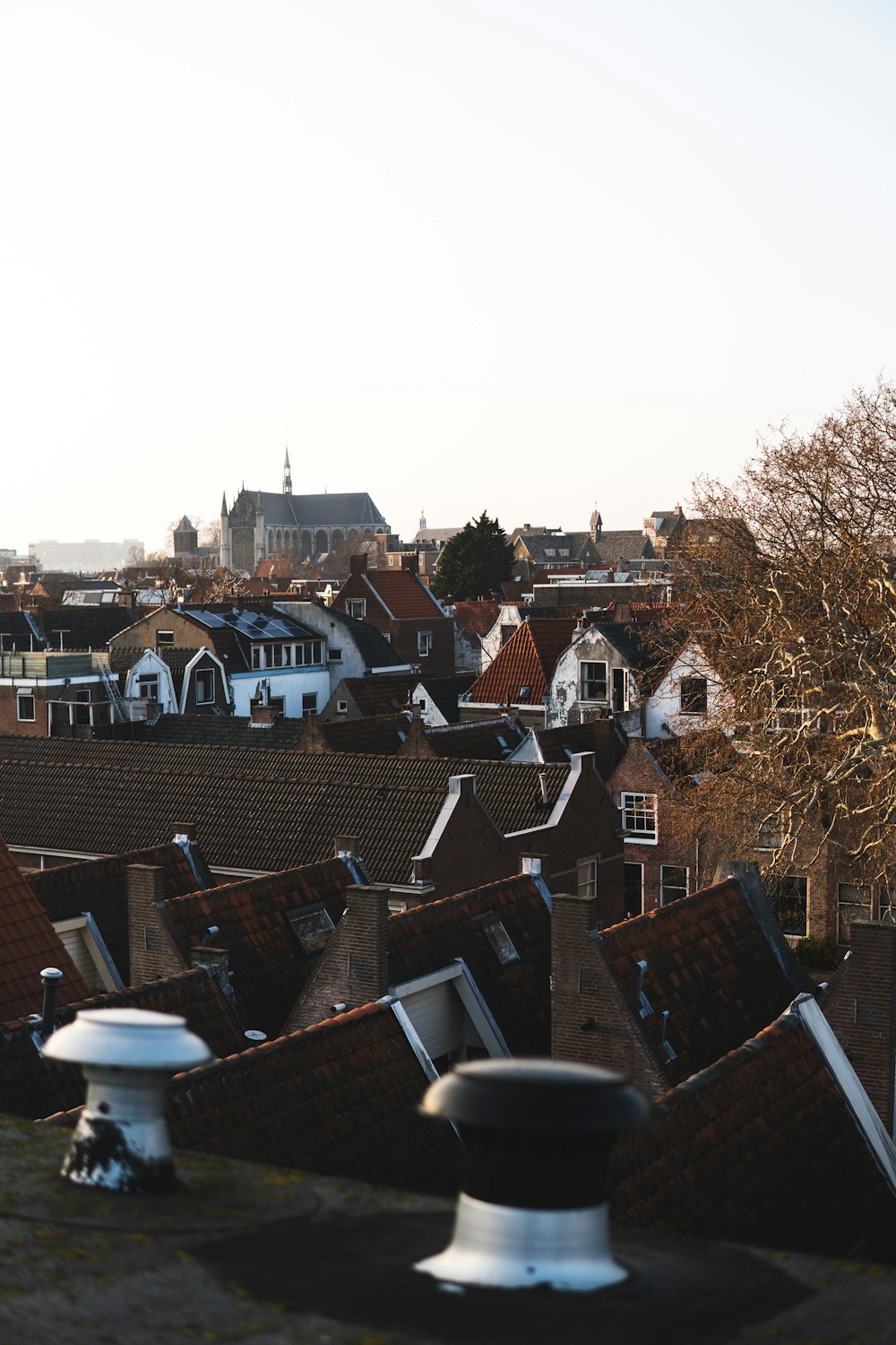 concrete houses on rooftop view