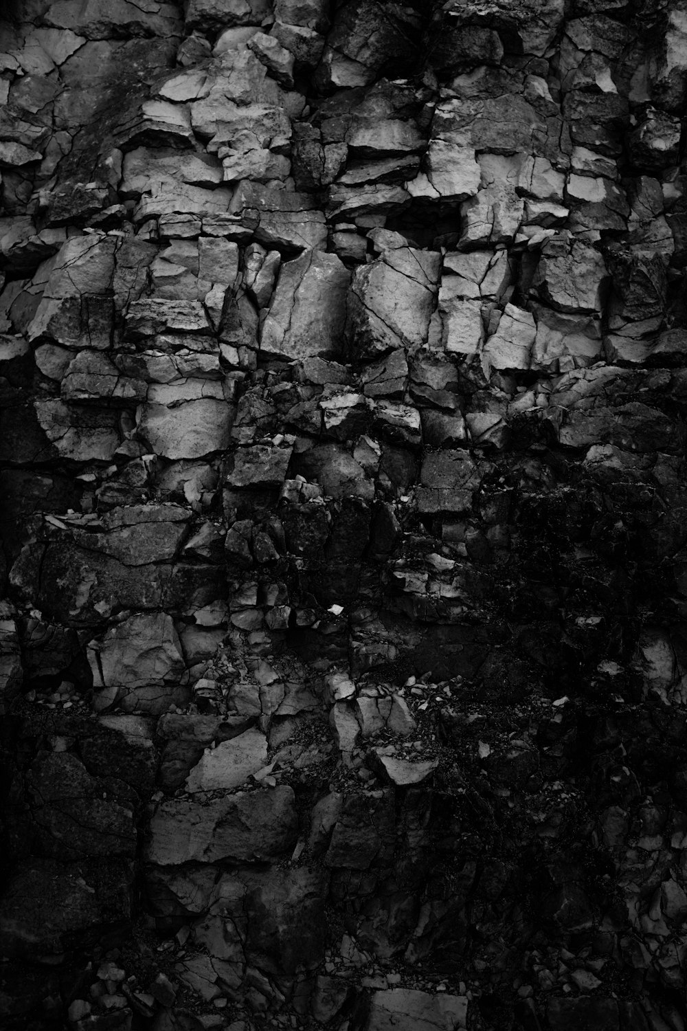 岩石のグレースケール写真