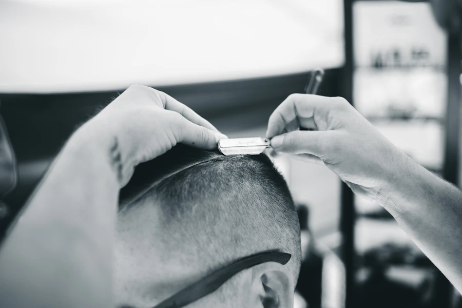 Man having his hair carefully styled