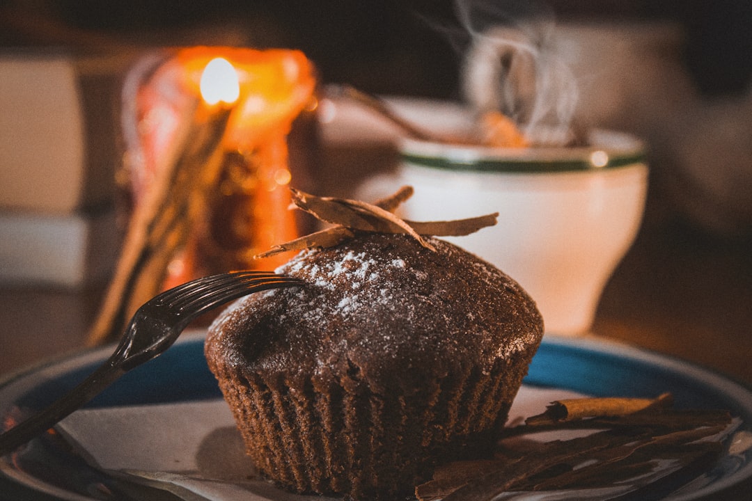 chocolate cupcake on plate,