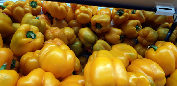 Bright yellow bell peppers showcasing vitamin A