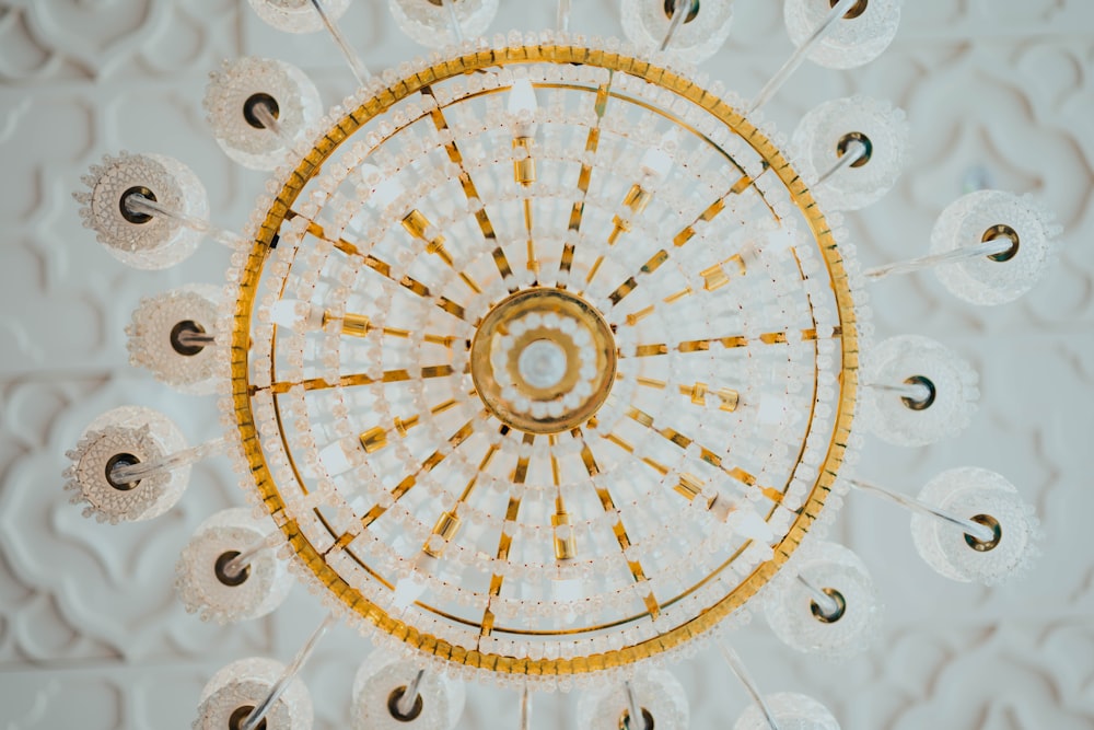 gold and white chandelier