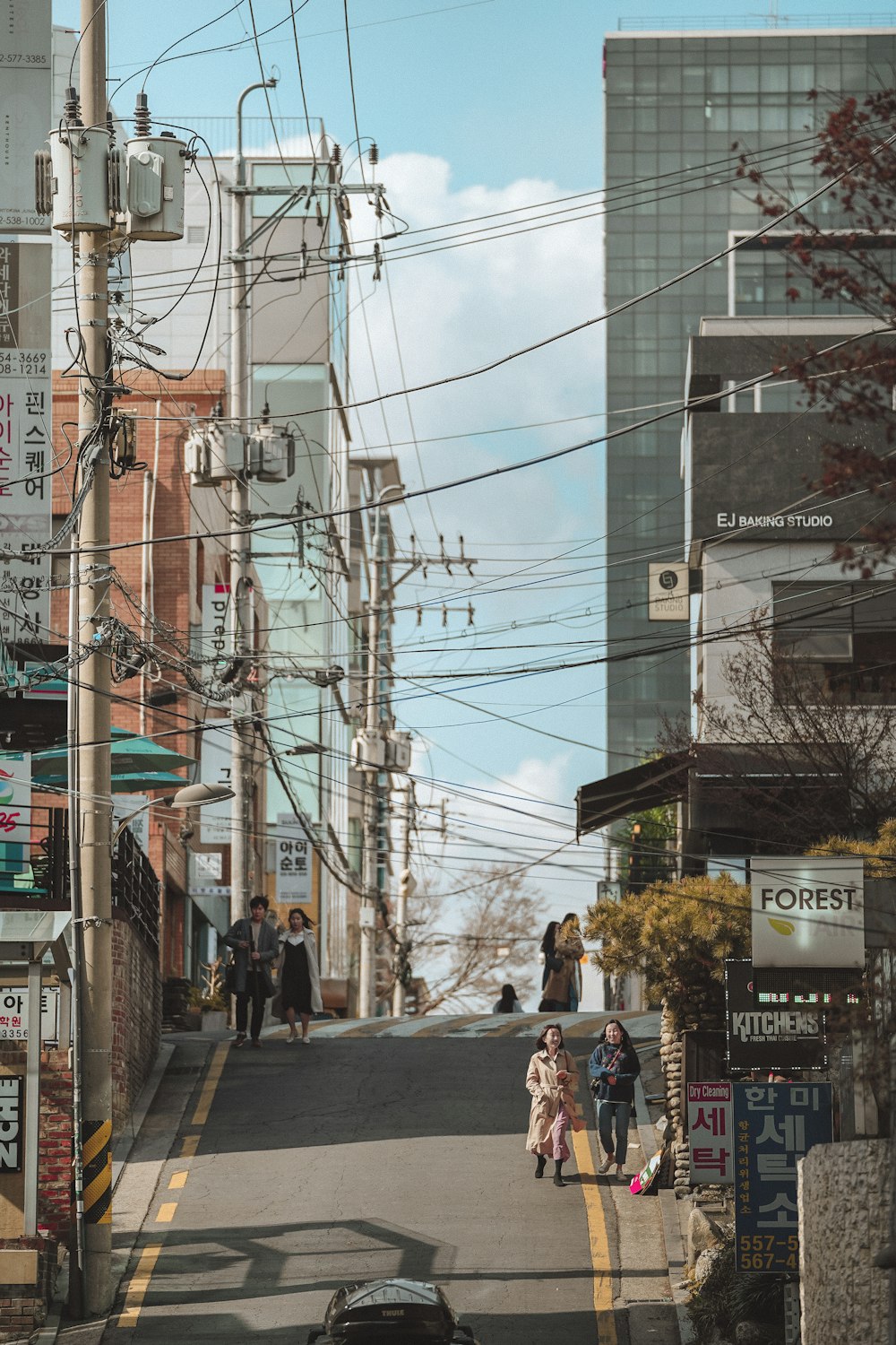 two women walking at road during daytime