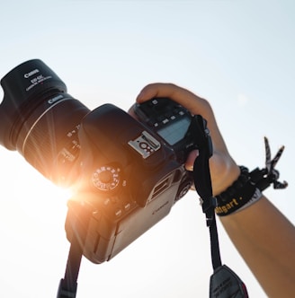 a person holding a camera up to take a picture