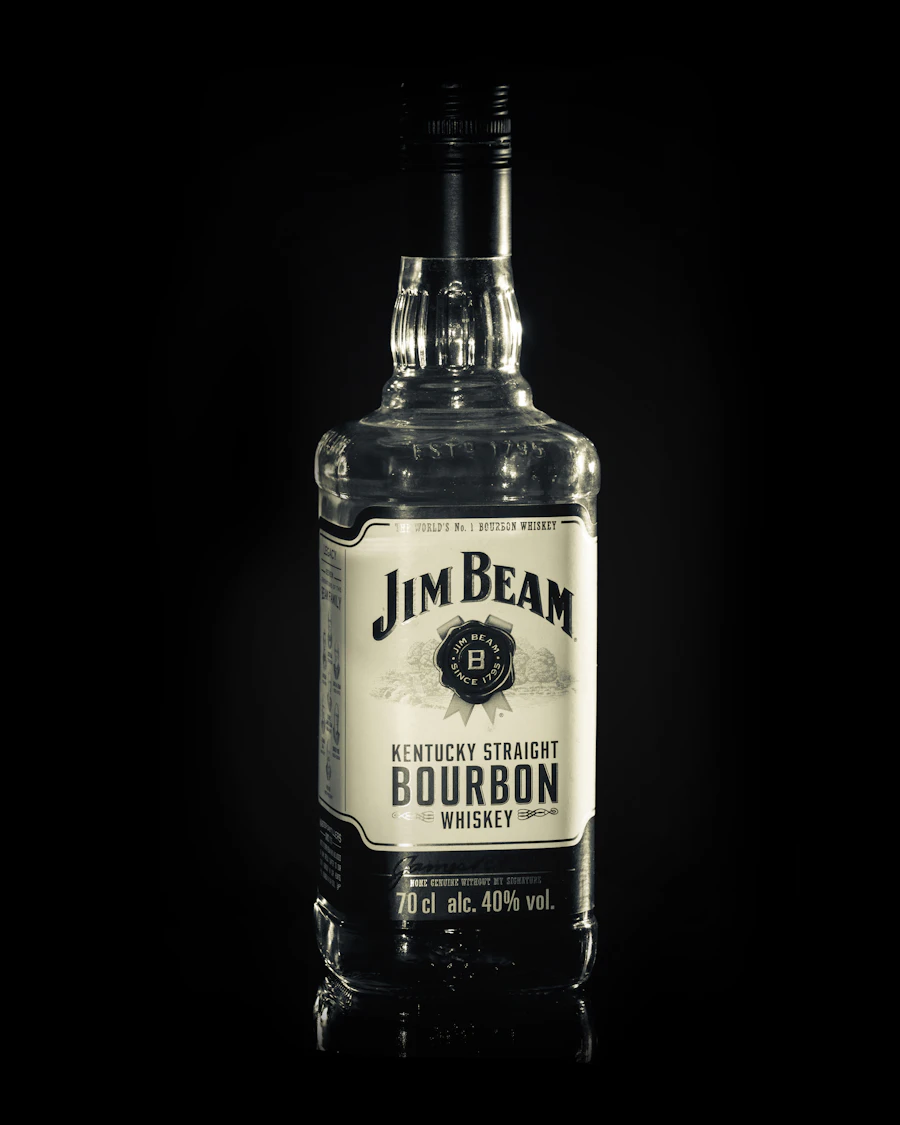 Premium whiskey bottle in dark setting