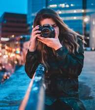 woman using camera