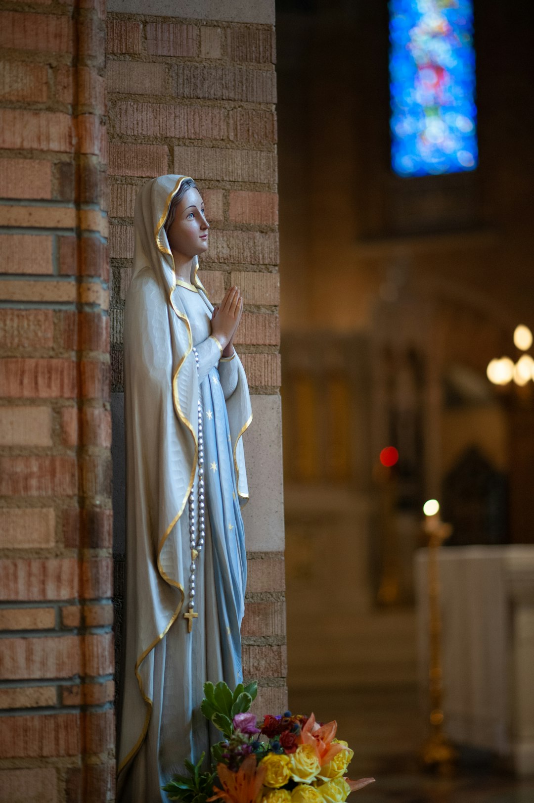 Mother Mary figurine in cathedral