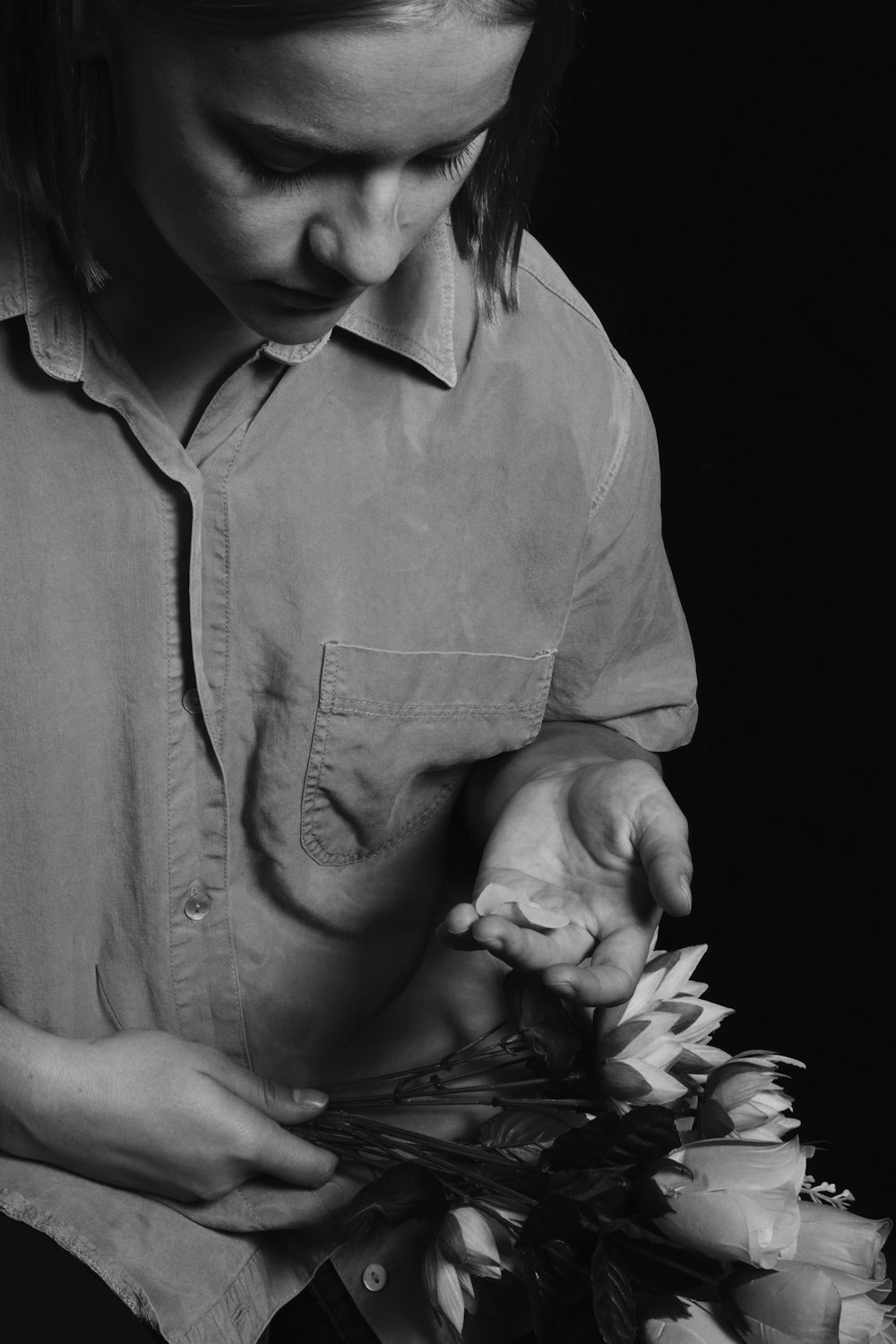 person in collared shirt