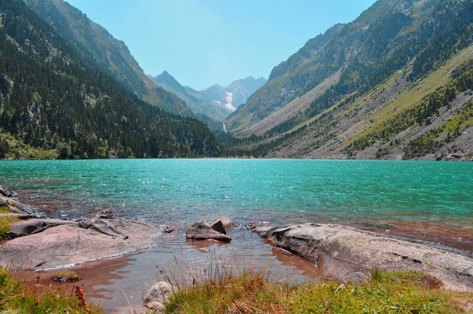 A turquoise mountain lake in the Pyrenees