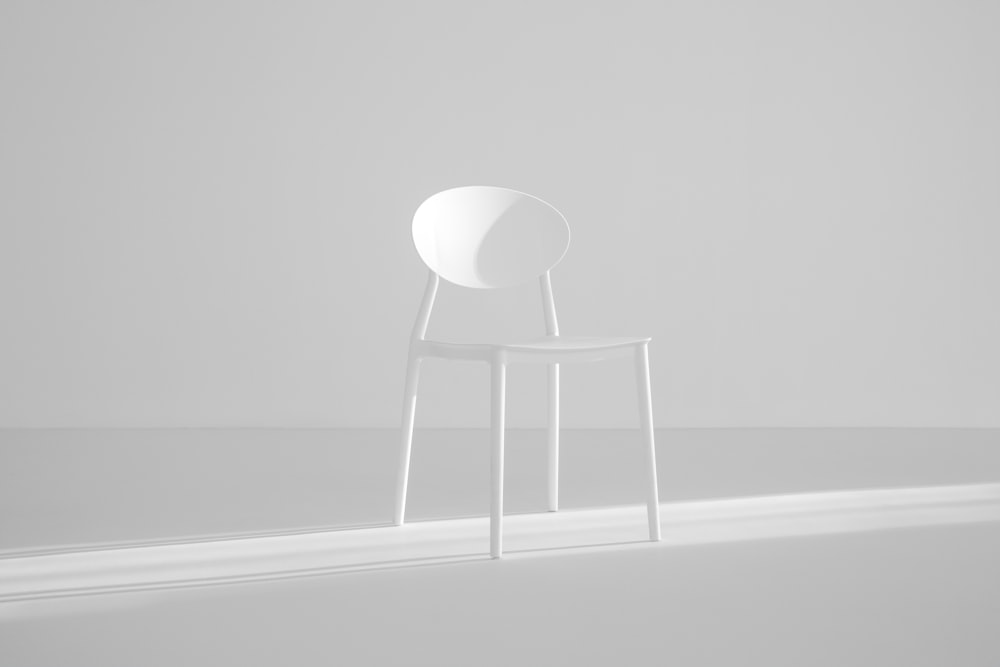 white metal chair