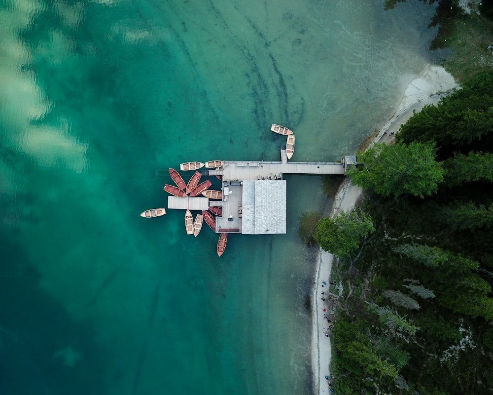 aerial photo of dock during daytime