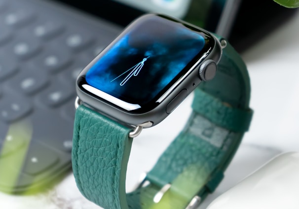 Apple Watch with green band