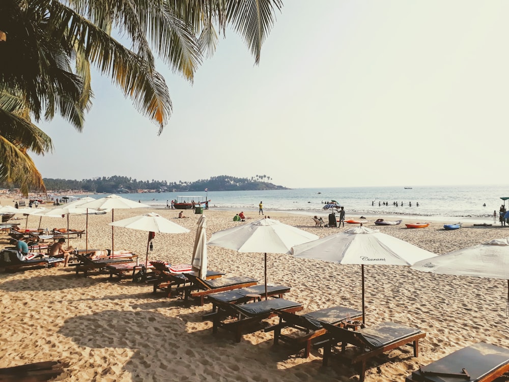 white parasol near beach