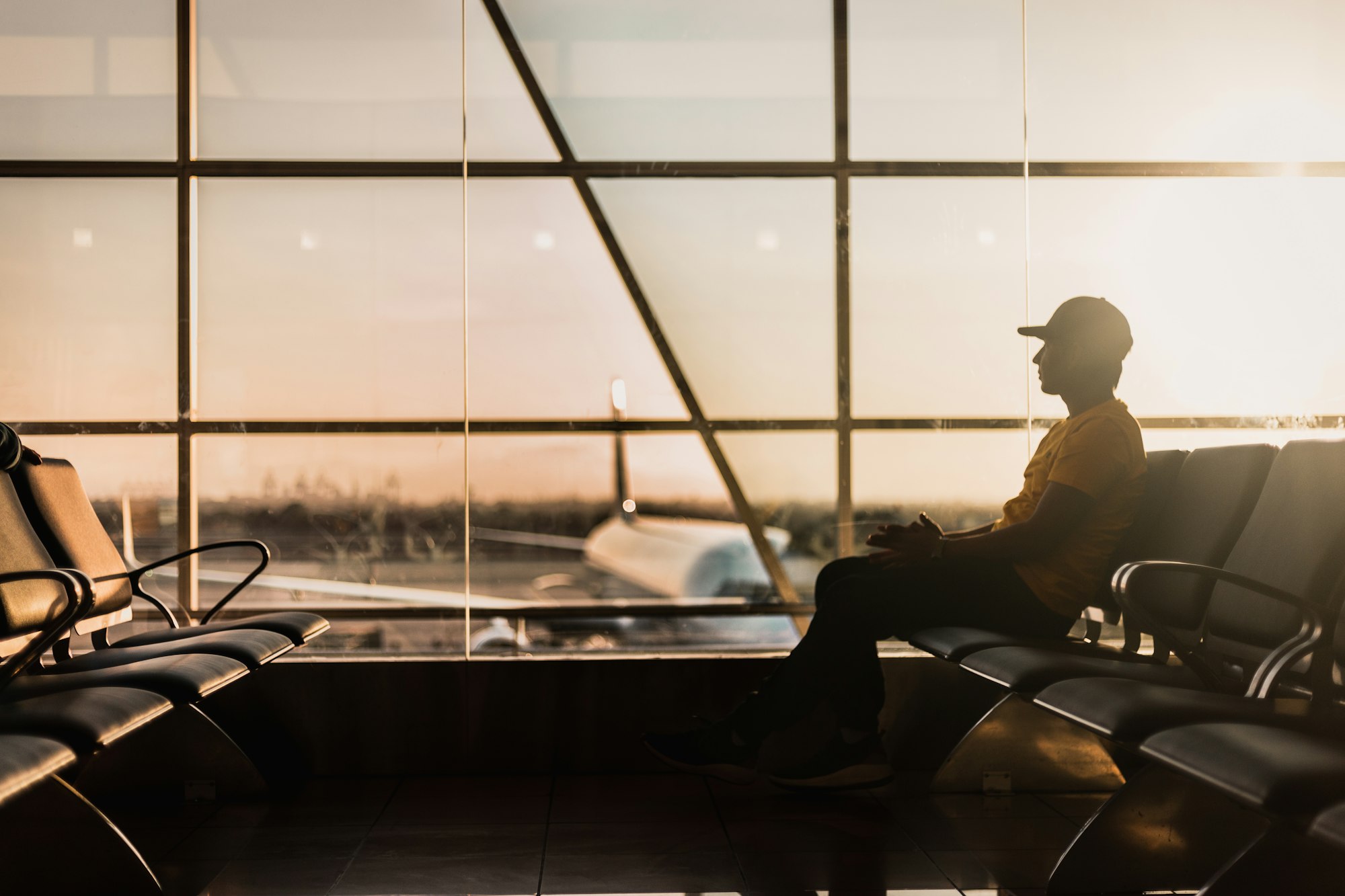 Waiting for flight departure at the airport