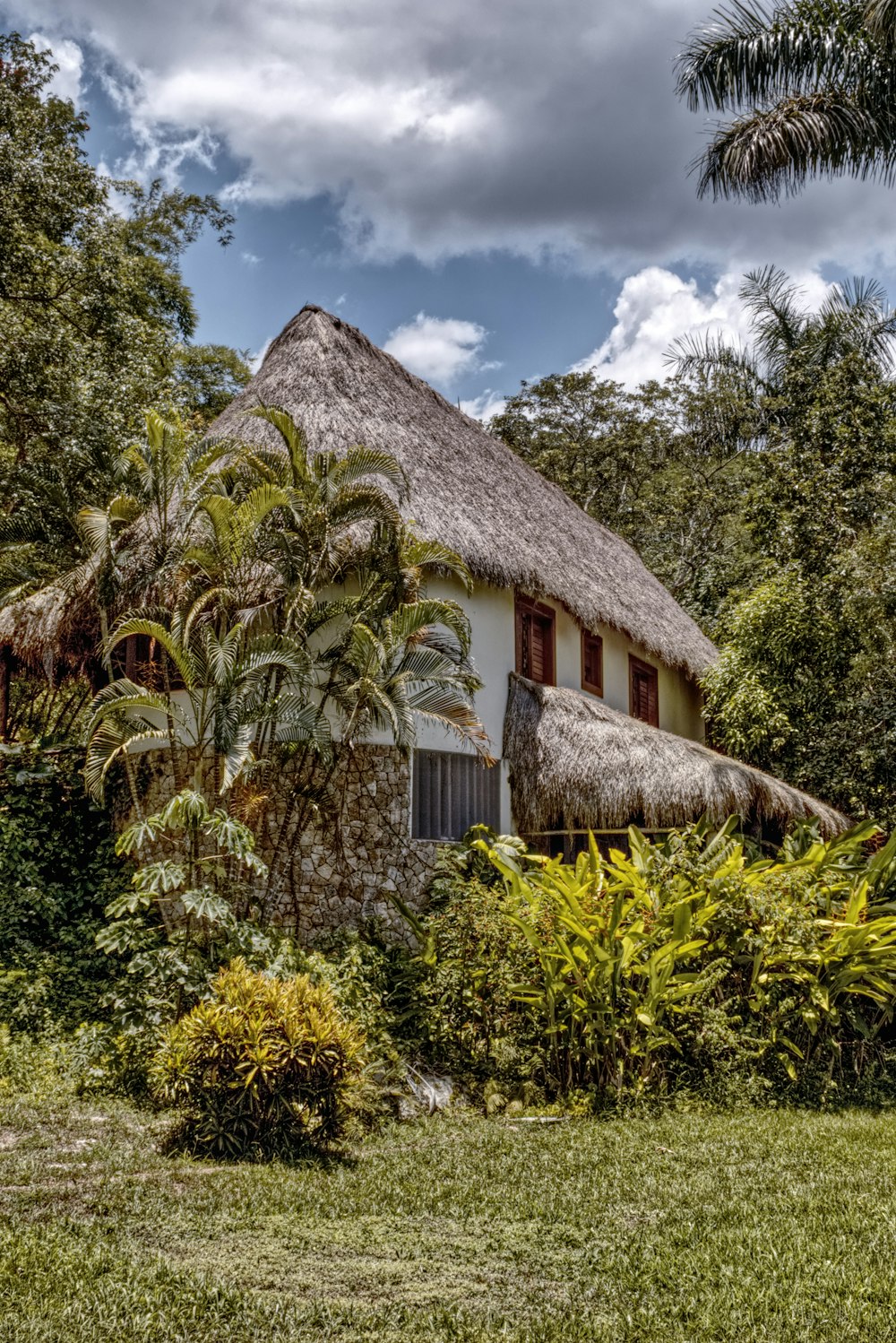 brown house surrounded by trees