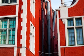 red and white painted concrete building