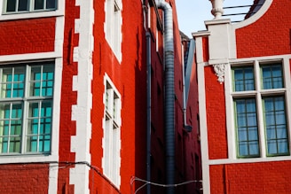 red and white painted concrete building