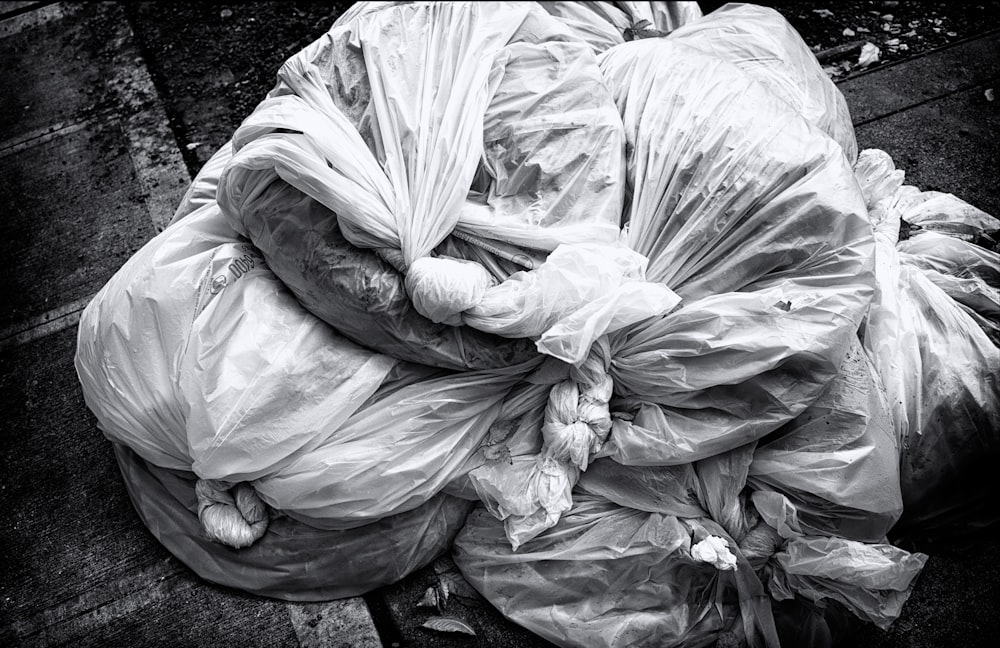 plastic bag piled