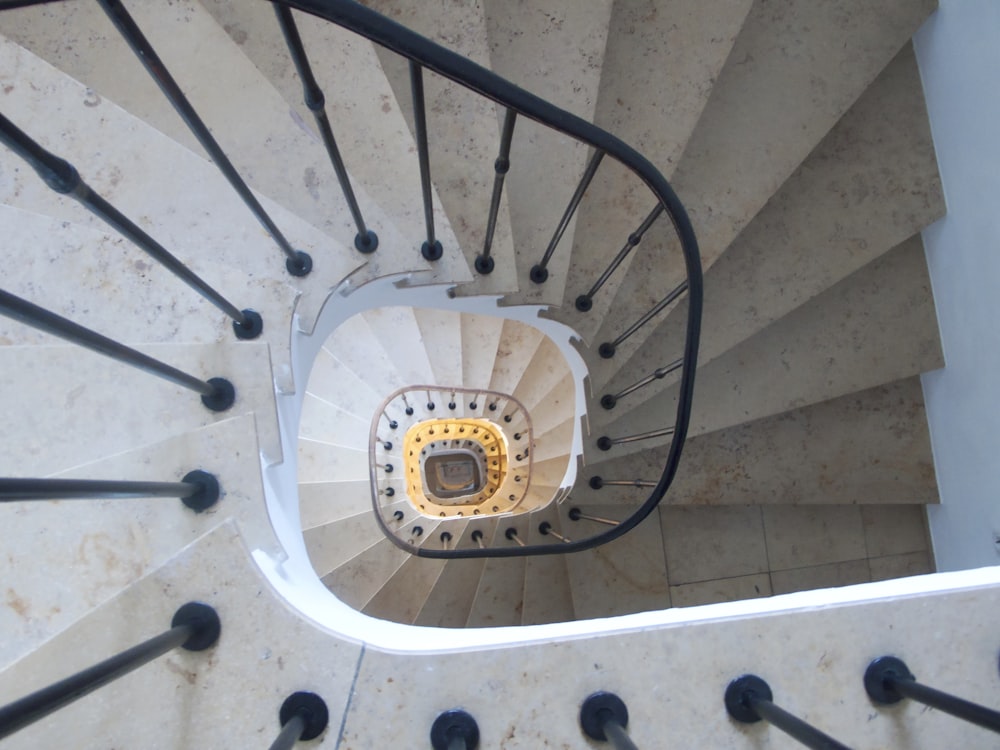 white and black spiral staircase