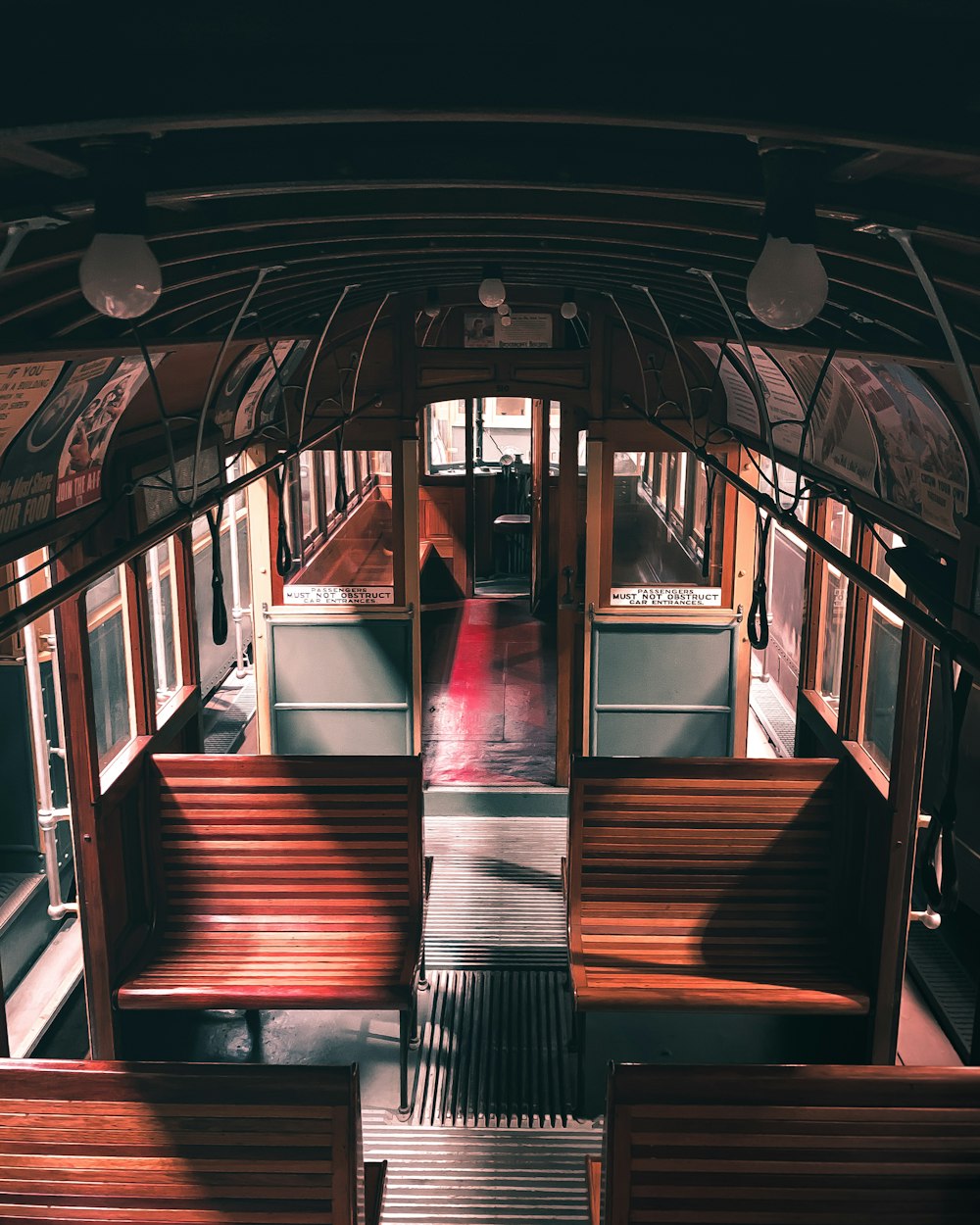 brown and gray bus interior