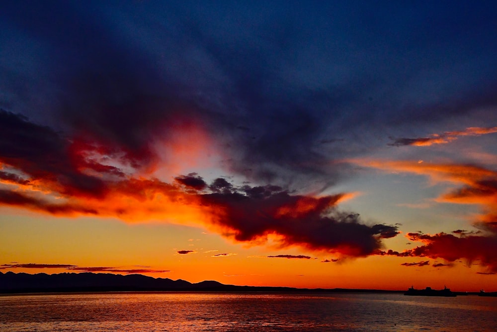 calm sea under golden hour