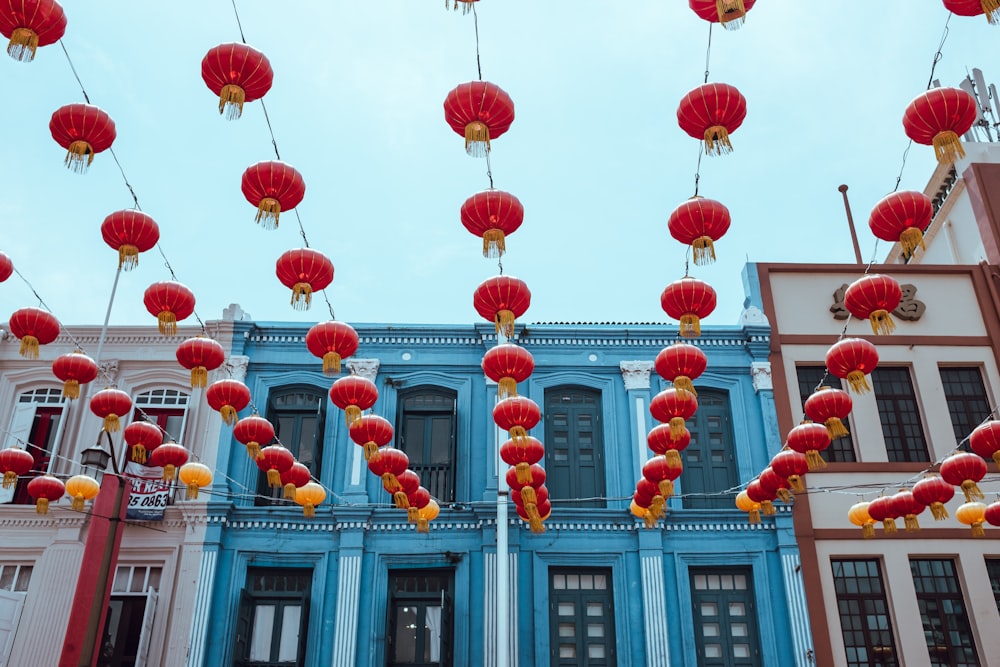 red lanterns outside city