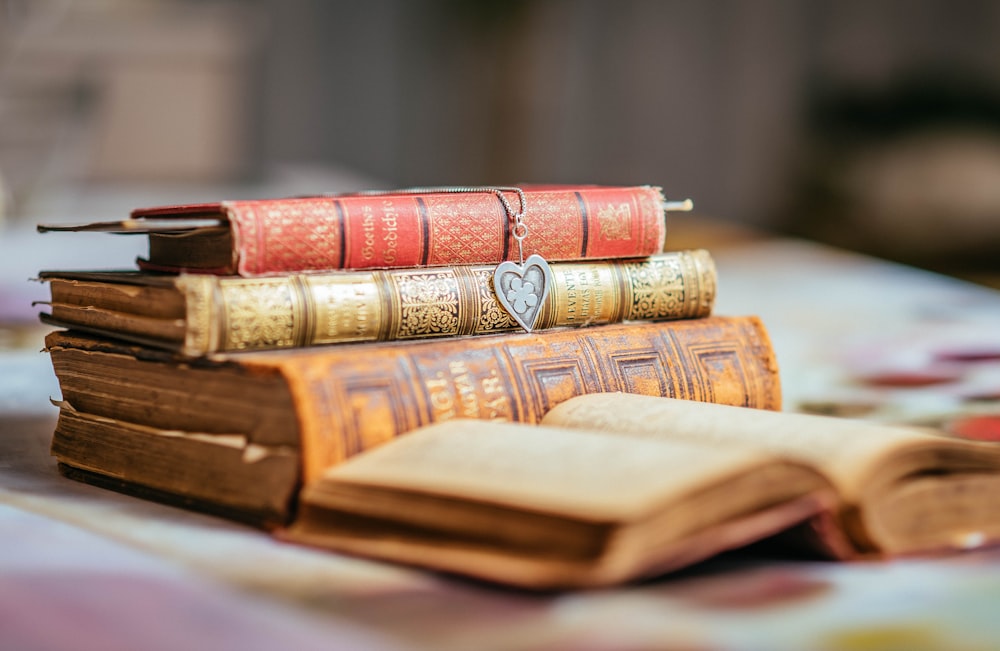 piled closed books