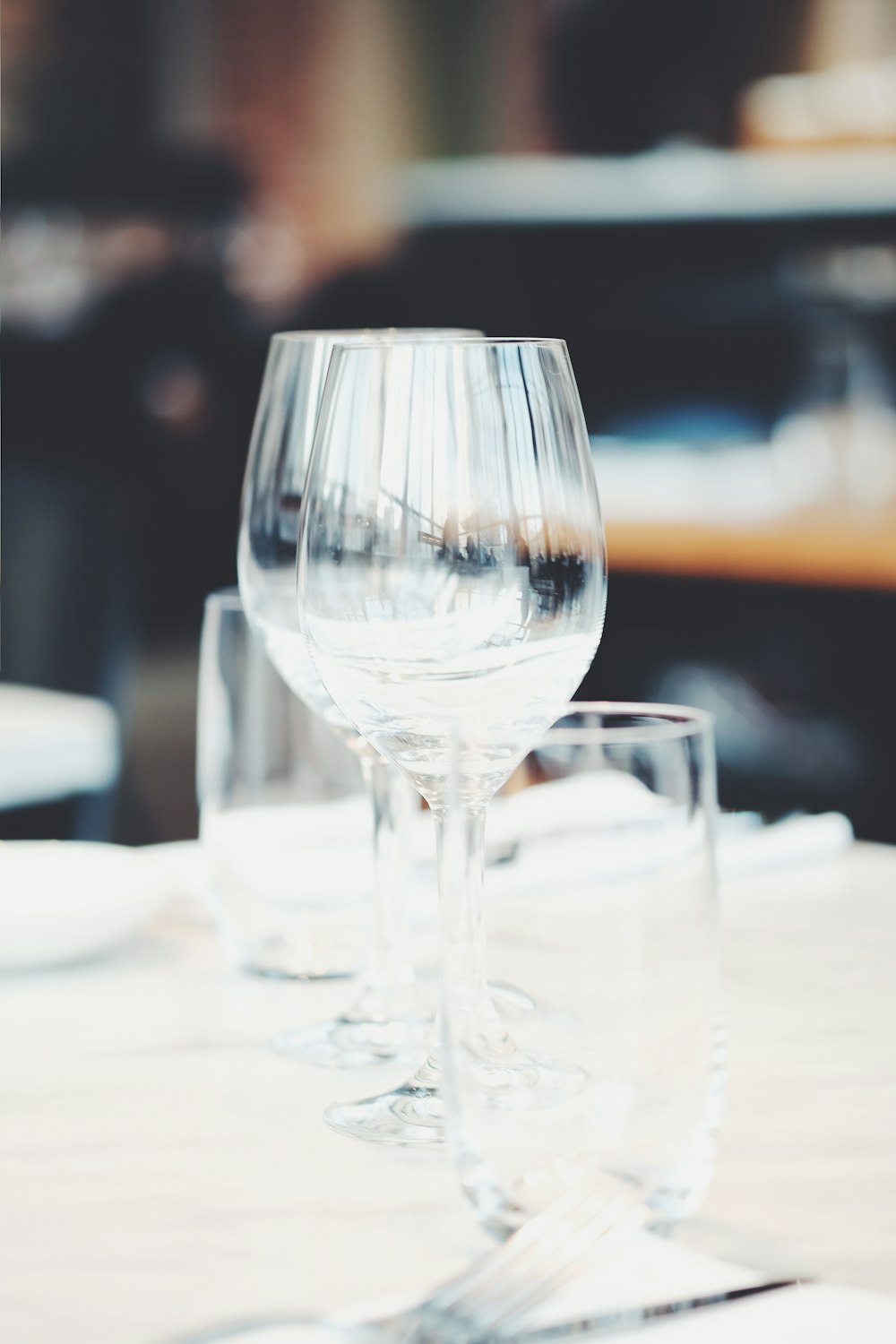 clear wine glass on table