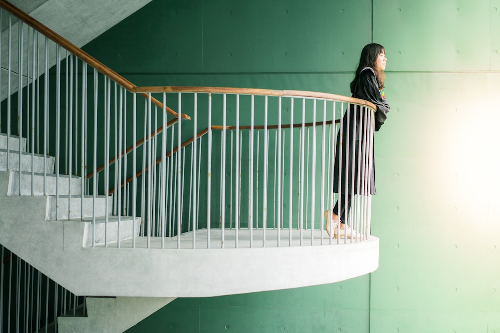 woman standing on stair