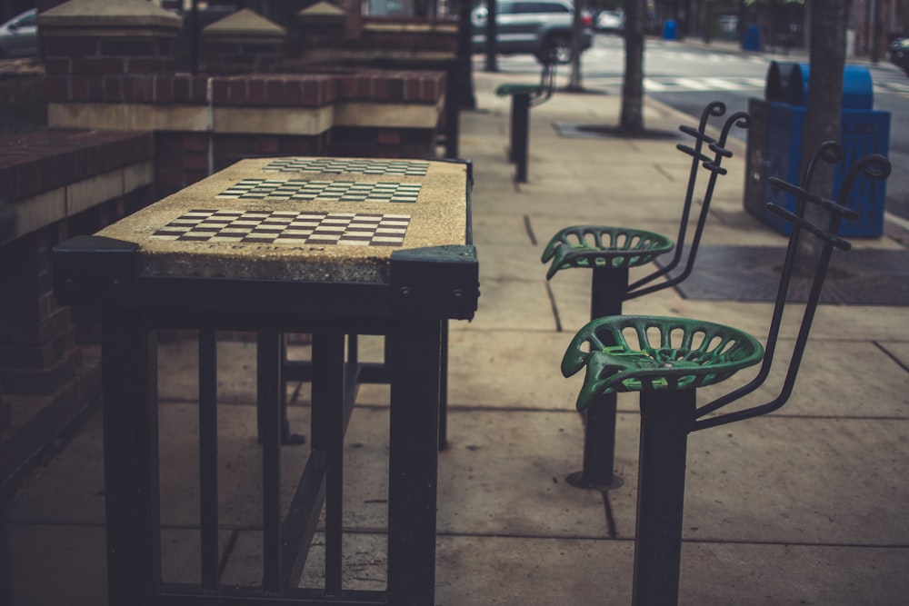 brown and black table